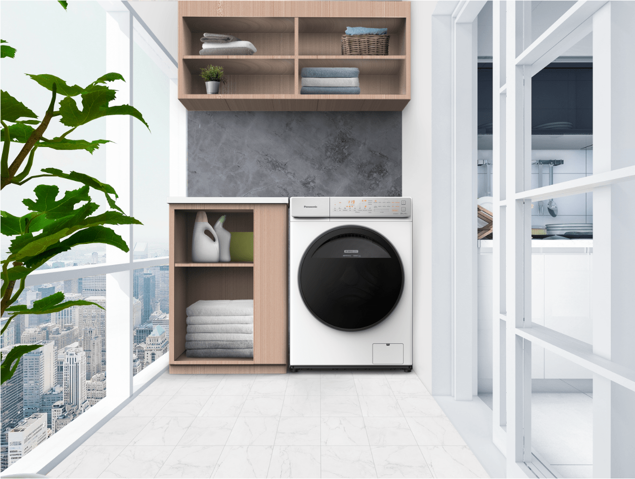 Panasonic Care+ Edition 10kg Front Load Washer NA-V10FR1BSG with Blue Ag+